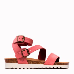 Key bio suede sandal with pink straps