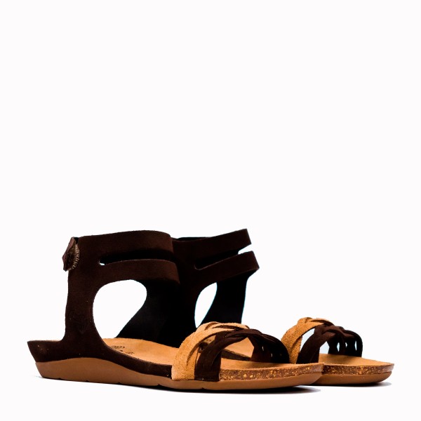 Neus brown-tan suede bio sandal | TakeMe® 2