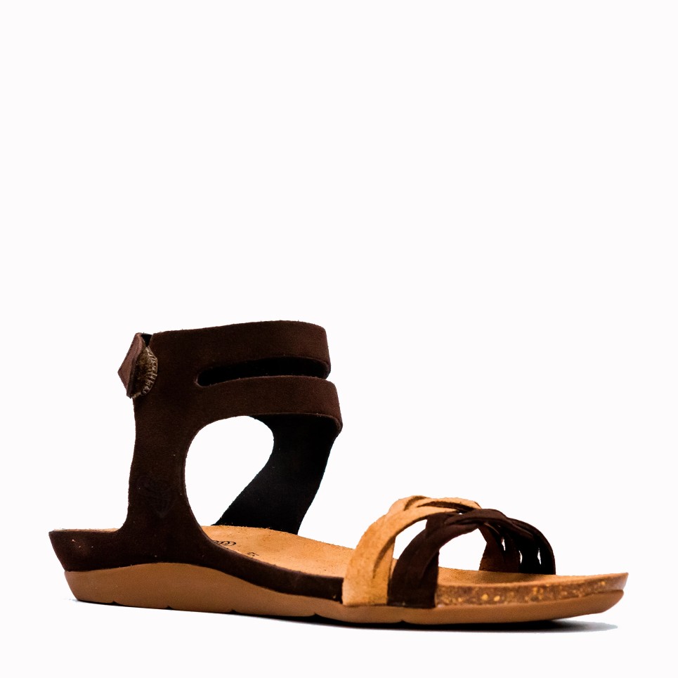 Neus brown-tan suede bio sandal | TakeMe®