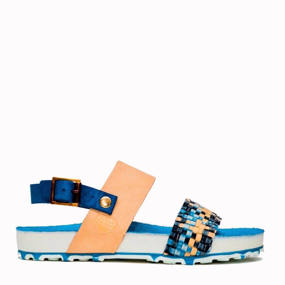 Jobalo blue leather-textile bio sandal