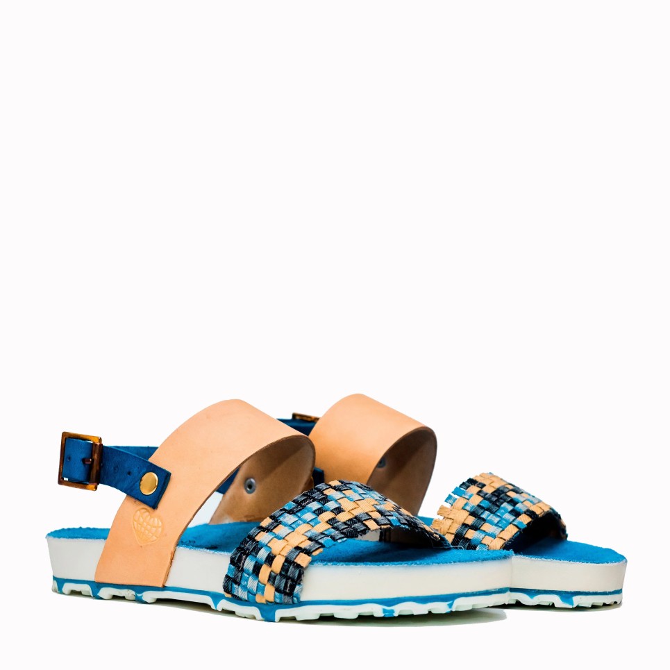 Sandalia Jobalo bio piel textil blue | TakeMe®