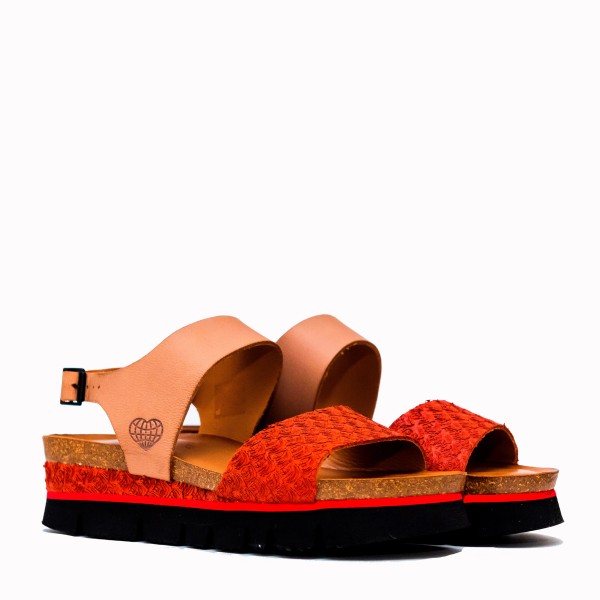 Sandalia Isa bio piel plataforma red taupe | TakeMe® 2
