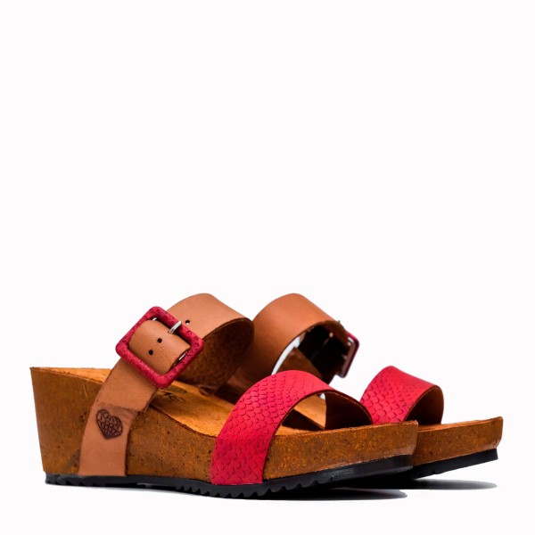 Vardar red leather bio sandal | TakeMe® 2