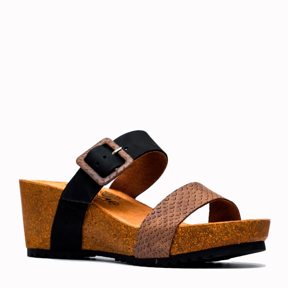 Vardar black leather bio sandal | TakeMe®