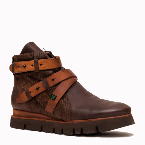 Bota Teide marrón oscuro tiras tan | TakeMe®