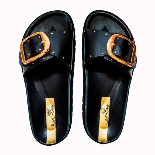 Teulada black cow leather sandal | TakeMe®