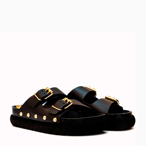 Campello black cowhide sandal | TakeMe®