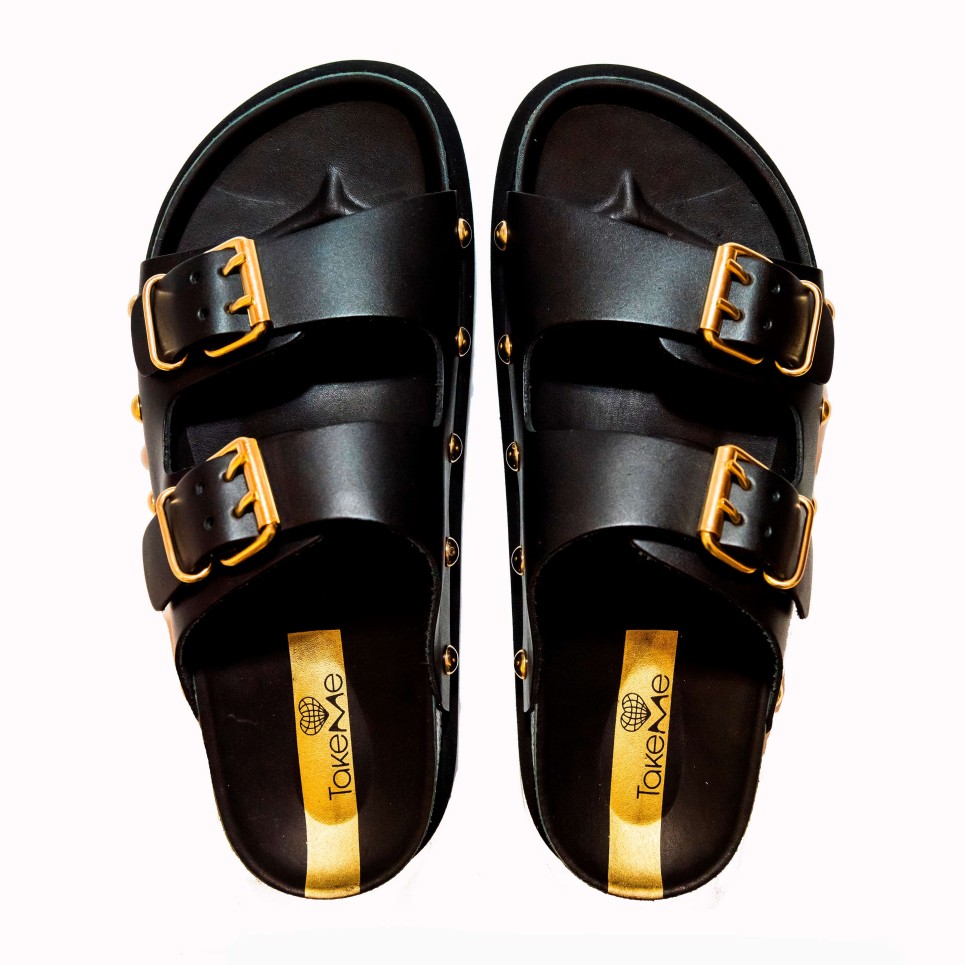 Sandalia Campello vaqueta negro | TakeMe®