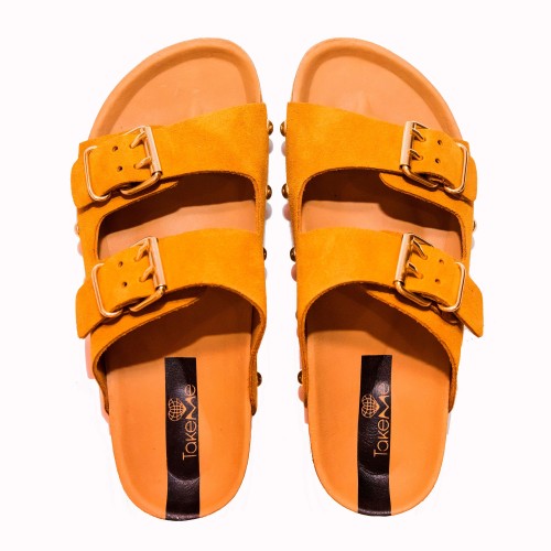 Javea whisky suede two buckles sandal | TakeMe®