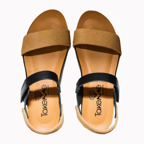 Torrevieja black and beig pony sandal | TakeMe®