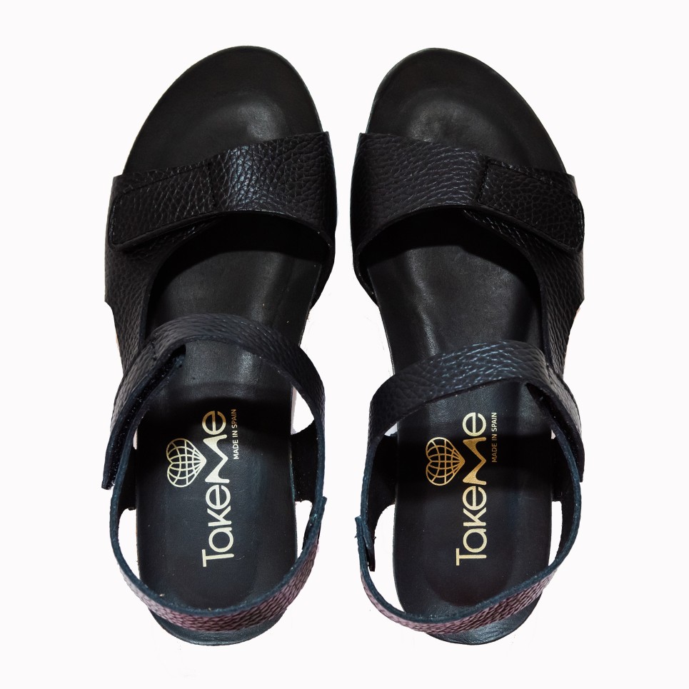 Torrevieja black mongot leather sandal | TakeMe®