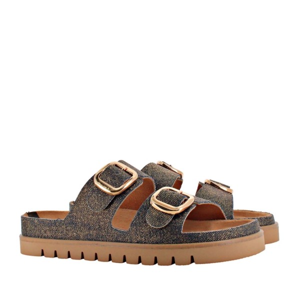 Cassis metal gold jeans sandal 2