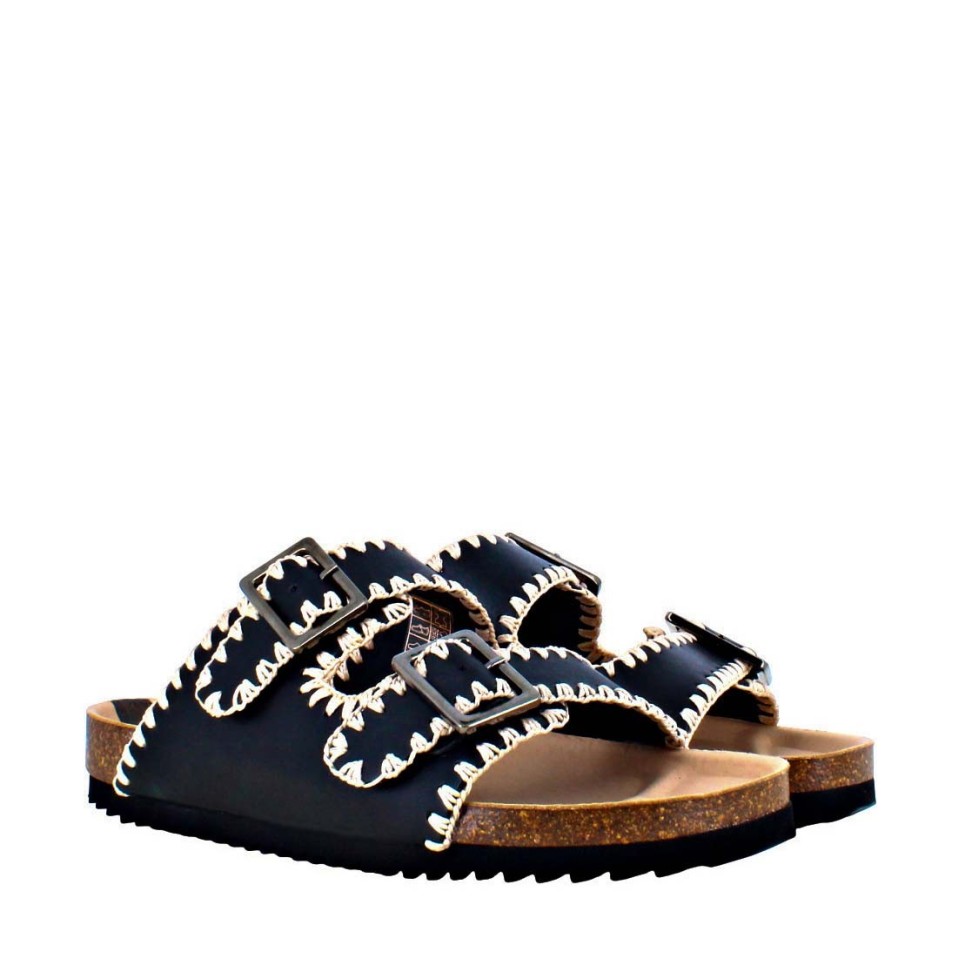 Roscoff goat leather black sandal