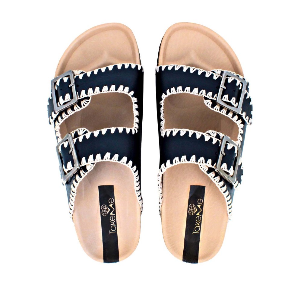 Roscoff goat leather black sandal