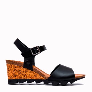 Cape black cowhide bio sandal