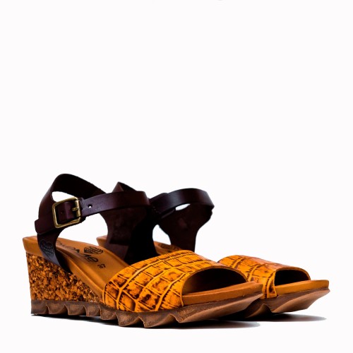 Cape coco mustard cowhide bio sandal | TakeMe®