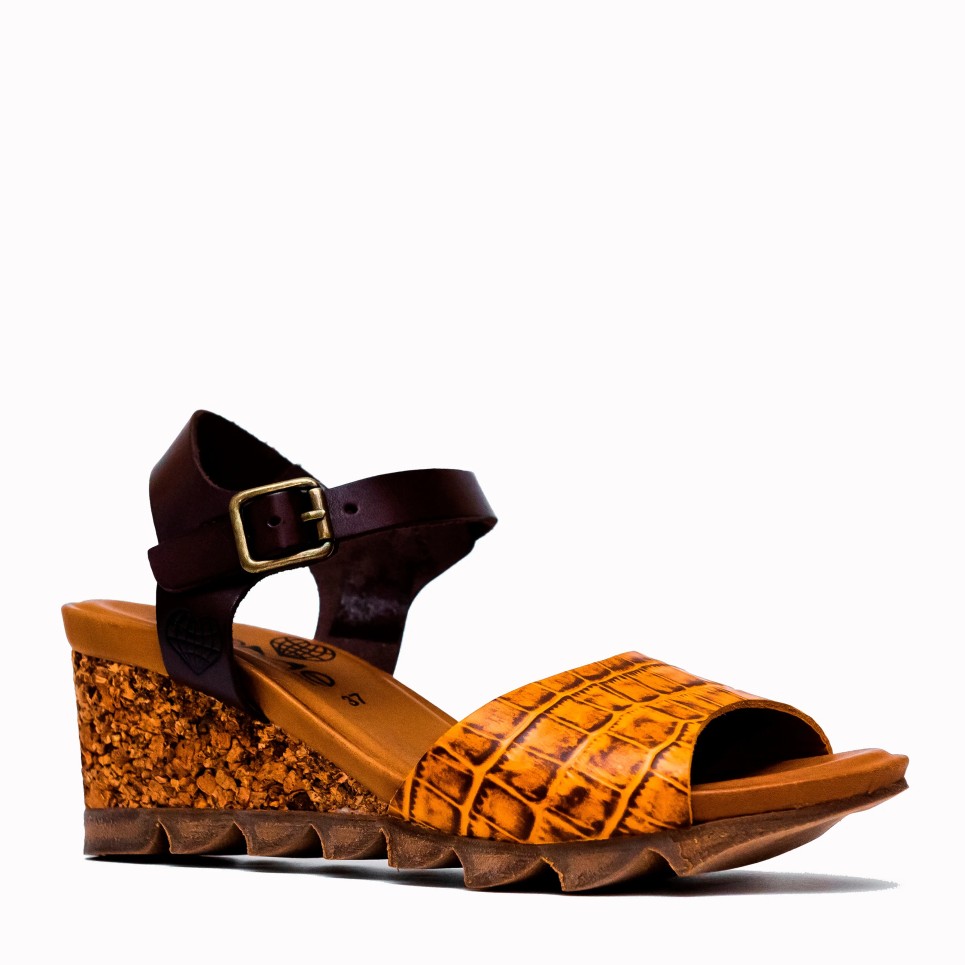 Cape coco mustard cowhide bio sandal | TakeMe®