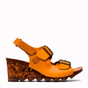 Cape mustard cowhide bio sandal