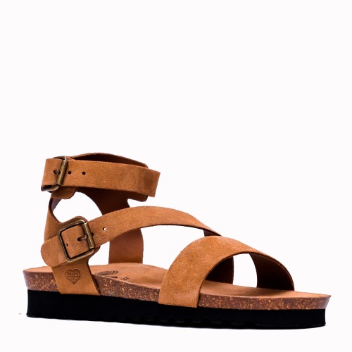 Key bio suede sandal with tan straps | TakeMe®