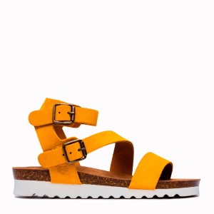 Key bio suede sandal with mustard straps