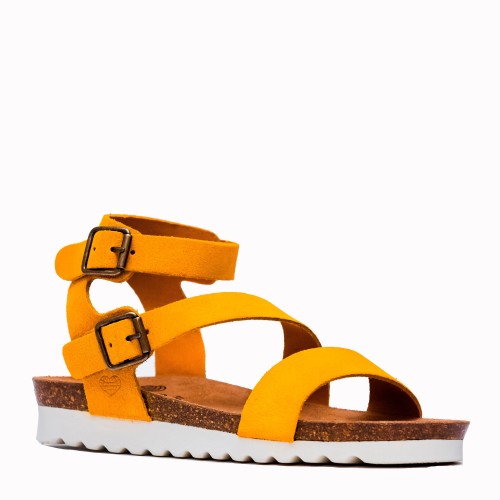 Sandalia Key bio serraje tiras mostaza | TakeMe®